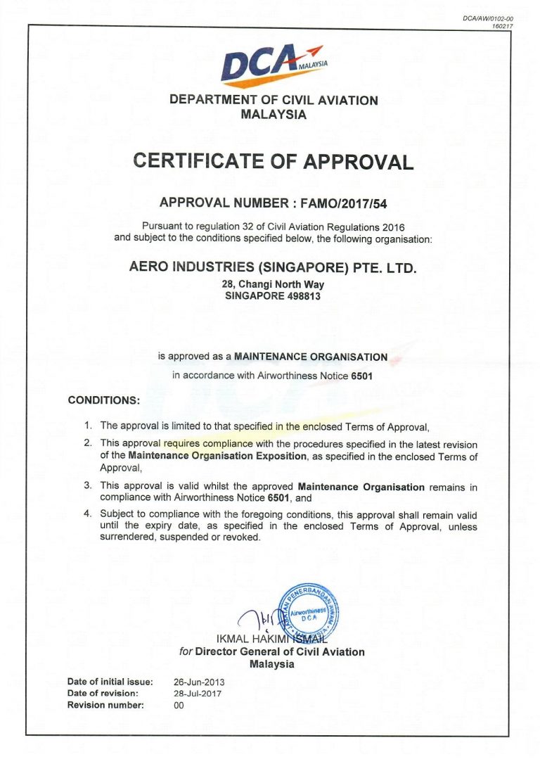 DCAM 145 Approval Certificate