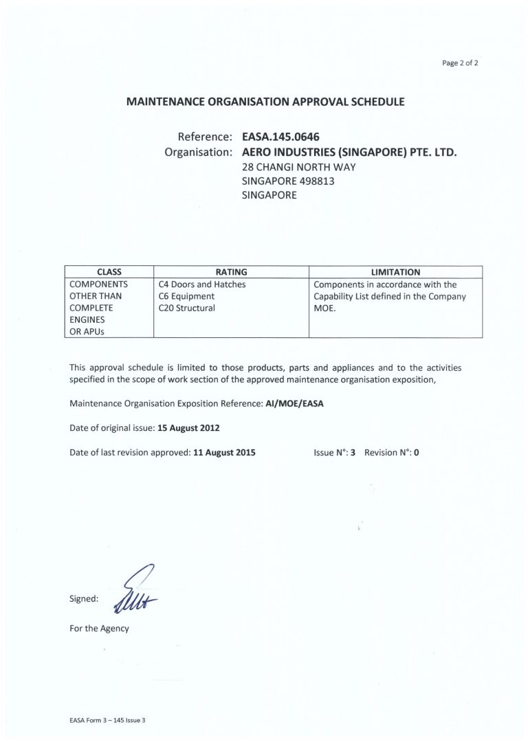 EASA 145 Approval Certificate -2